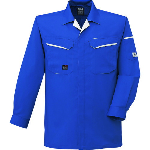サンエス（SUN・S）　夏　長袖シャツ　ブルー色　ＸＬサイズ　【品番：WA10489-4-XL】