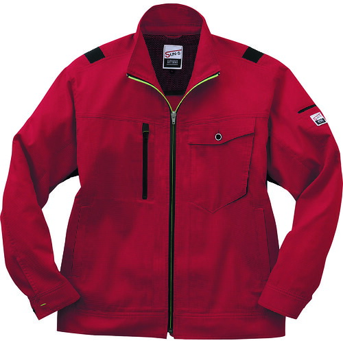 サンエス（SUN・S）　夏　長袖ブルゾン　レッド色　ＸＬサイズ　【品番：WA11811-8-XL】