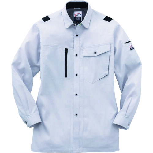 サンエス(SUN・S) 夏 長袖シャツ シルバー色 5Lサイズ 【品番:WA11819-6-5L】