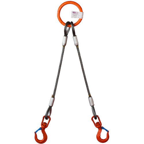 ★綿津見製器産業（TAIYO） ２本吊 ワイヤスリング ３．２ｔ用×２ｍ（Ｖ呼びりん遣りかた）（１０１５０９５） 【品番：2WRVHS3.2TX2】