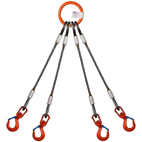 ★綿津見製器加工（TAIYO） ４本吊 ワイヤスリング １．６ｔ用×１．５ｍ（Ｖ呼びりん操作手順）（１０１５０９７） 【品番：4WRVHS1.6TX1.5】