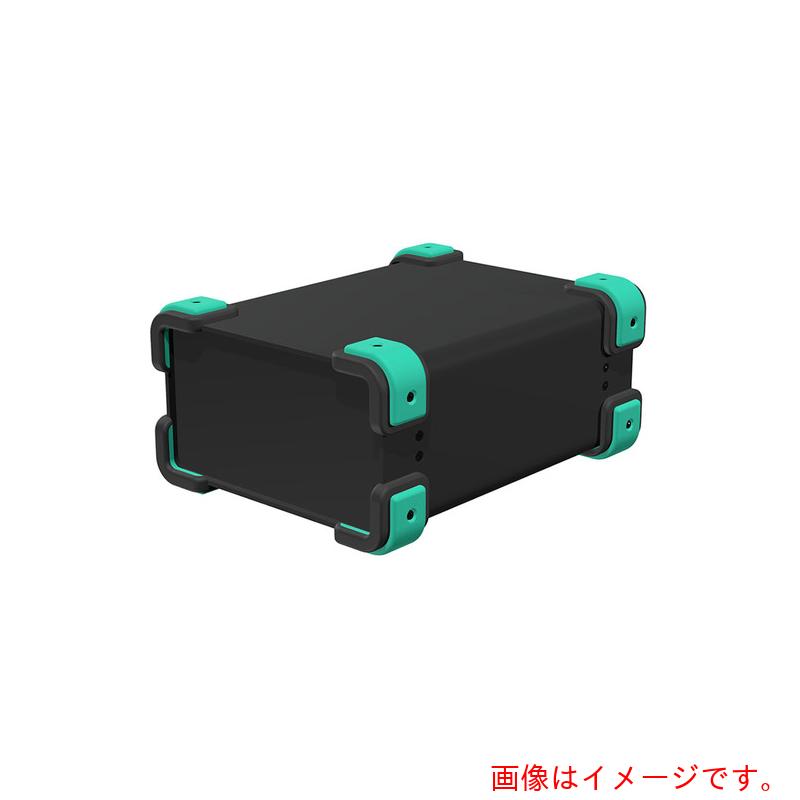タカチ電機工業（TAKACHI）　コーナーガード付アルミケース　ブラック／エメラルド　【品番：UCG18-10-24BE】