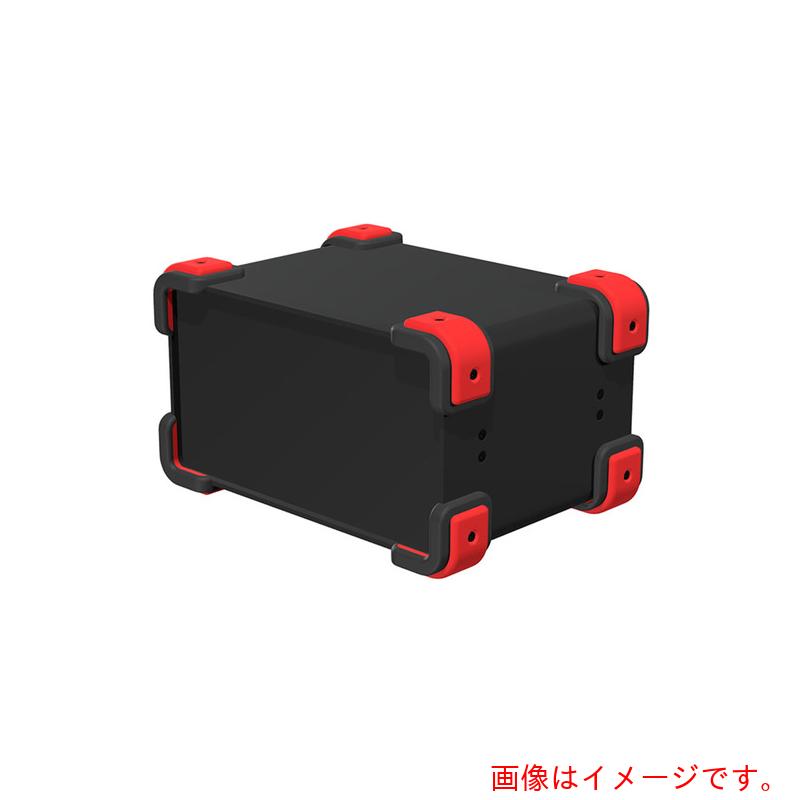 タカチ電機工業（TAKACHI）　コーナーガード付アルミケース　ブラック／レッド　【品番：UCG22-12-16BR】
