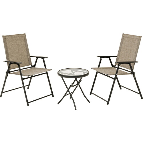 【別途送料あり】タカショー（Takasho）　屋外用品　フレスコ　テーブル＆チェアー　３点セット　【品番：MSF-39S】 12,459円