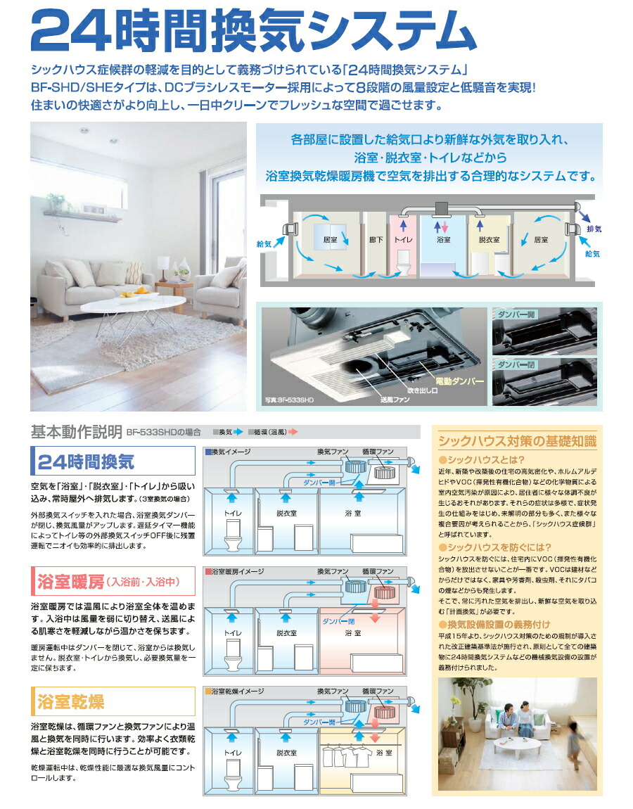 【楽天市場】高須産業 24時間換気システム対応 浴室換気乾燥暖房機（3室同時換気タイプ・ローコストモデル） 【品番：BF533SHF】 ：住設プロ 楽天市場店