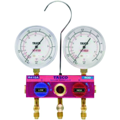 イチネンTASCO　Ｒ４１０Ａ　Ｒ３２用　ボールバルブ式マニホールドボディ　【品番：TA122GBH-2V】