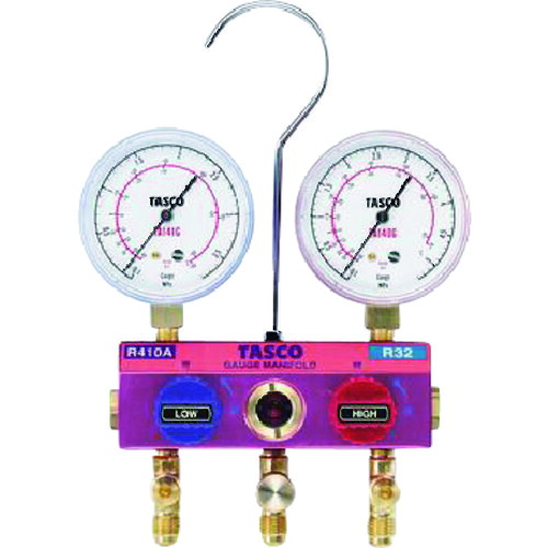 イチネンTASCO Ｒ４１０Ａ Ｒ３２用どんぶり鉢弁膜式ゲージマニホールド 【品番：TA122GH】