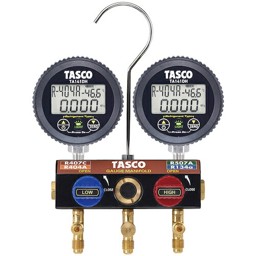 イチネンTASCO どんぶり鉢弁膜式デジタルゲージマニホールド 【品番：TA124HW】
