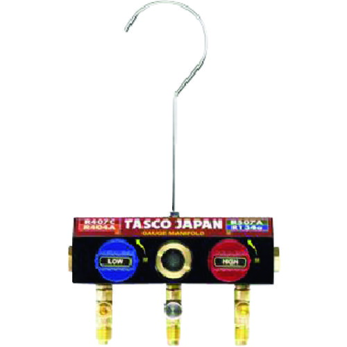 イチネンTASCO　Ｒ４０４Ａ　Ｒ４０７Ｃ　Ｒ５０７Ａ　Ｒ１３４ａ用ボールバルブ式マニホールドボディ　【品番：TA124K-11】｜住設プロ　店