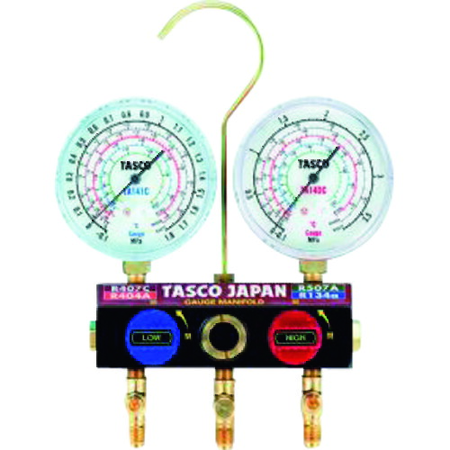 イチネンTASCO Ｒ４０４Ａ Ｒ４０７Ｃ Ｒ５０７Ａ Ｒ１３４ａ用どんぶり鉢弁膜式ゲージマニホールドキット 【品番：TA124WH-1】