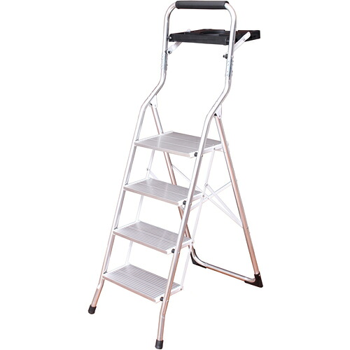 【別途送料あり】谷村実業　ＴＡＳＳＣＯＭ　アルミ製トレー付き脚立　４段　【品番：TAN-3010-4】