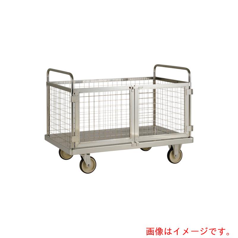 【別途貨物輸送あり】テックサス（TECHSUS） 金網付手押し車 ９００Ｘ６００ スチール写真φ１２５ウレタン車 【品番：MD-9060E】