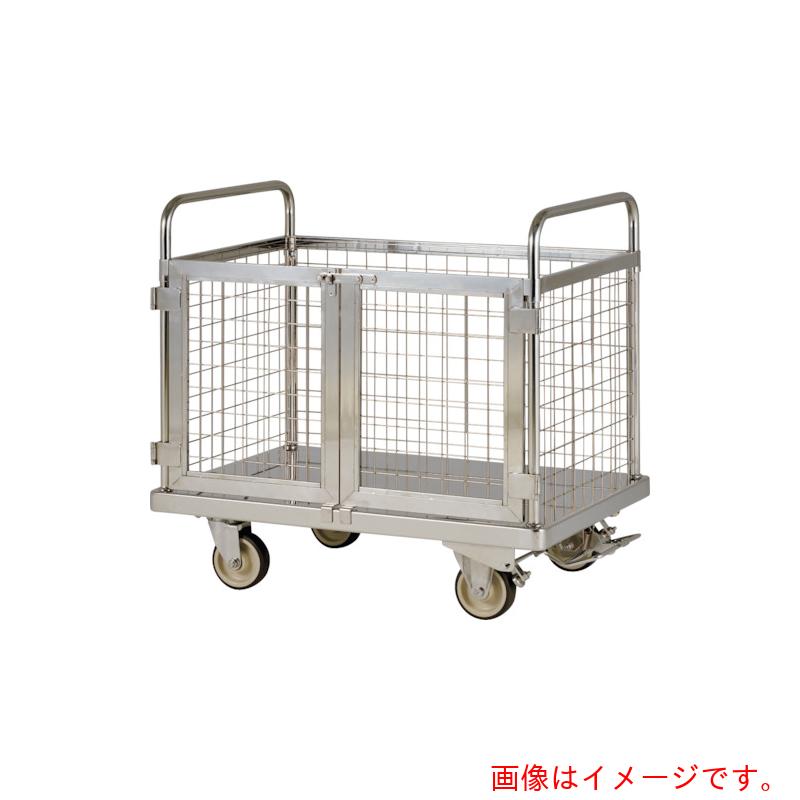 【別途送料あり】テックサス（TECHSUS）　フットブレーキ付　金網付台車　スチールφ１２５ウレタン車　【品番：MD-9060E-FB】