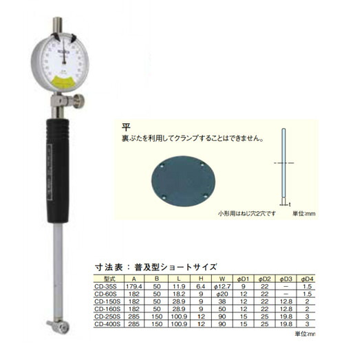 テクロック(TECLOCK) 浅孔用シリンダゲージ ショートサイズ 【品番:CD-60FS】|住設プロ 店