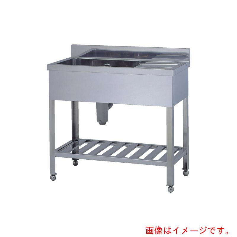【別途貨物輸送あり】テラオカ １ＳＬ９０－４５Ｃステンレス鋼１槽水切りシンク奥ふかさ４５０ｍｍＳＵＳ４３０ 【品番：10-1104-91】 キッチン用品・食器・調理器具-その他