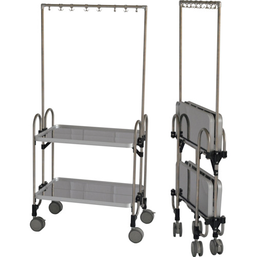 【別途送料あり】トクヤマ　道具バー付折りたたみ式ワゴン　【品番：FEAM-2-TN】