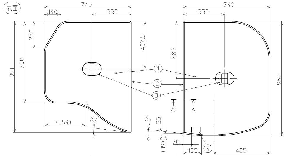 TOTO　ネオL用把手付割り風呂蓋L　【品番：EKK81034WL4】