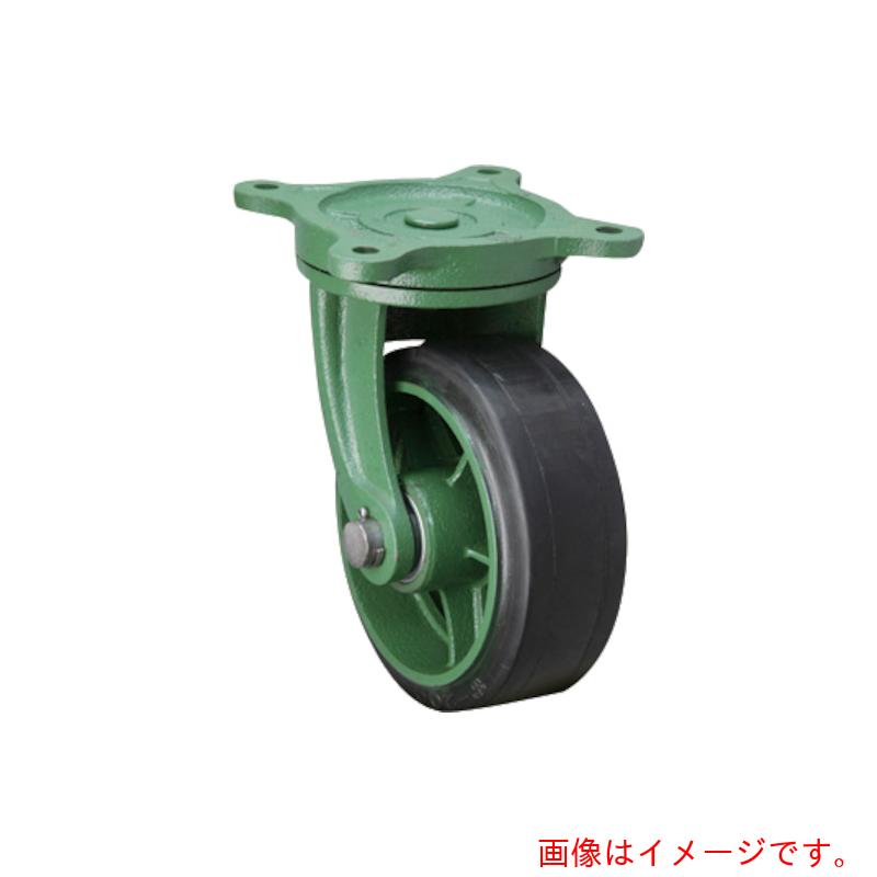 東北車輛製造所　鋳物製キャスター　幅広型自在金具付ゴム車輪　３００Ｘ７５　【品番：300X75TBRB】