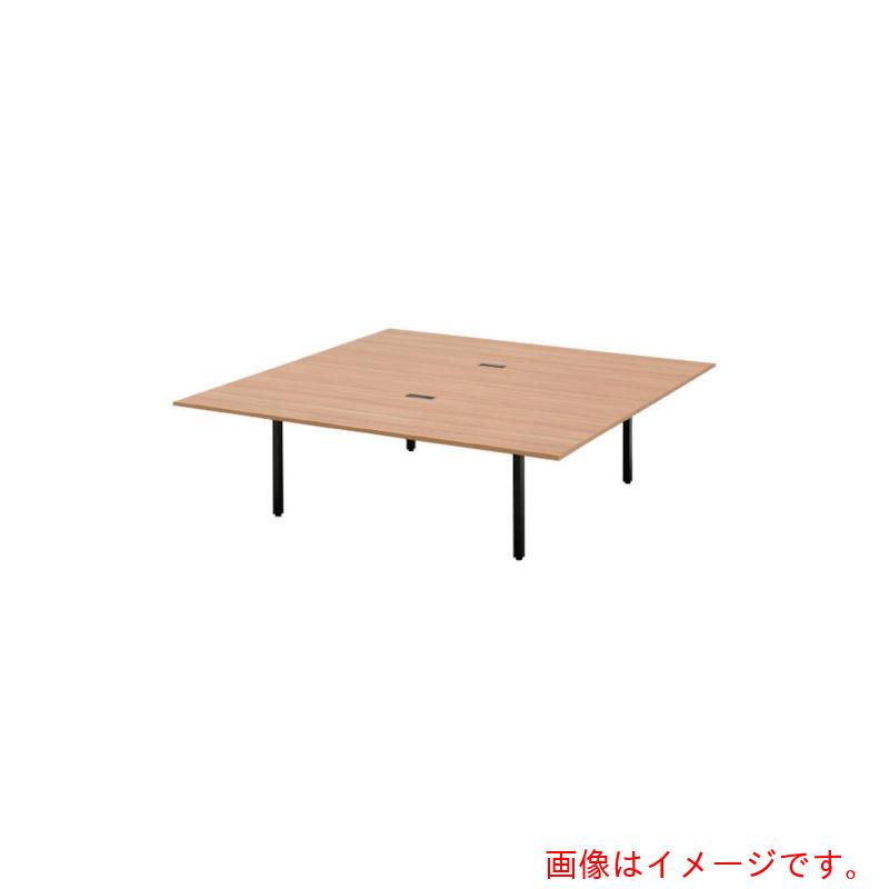 【別途送料あり】トヨセット　トヨスチール　スクエアテーブル　１８００　モカブラウン／ブラック　【品番：NTS-1818TMB】