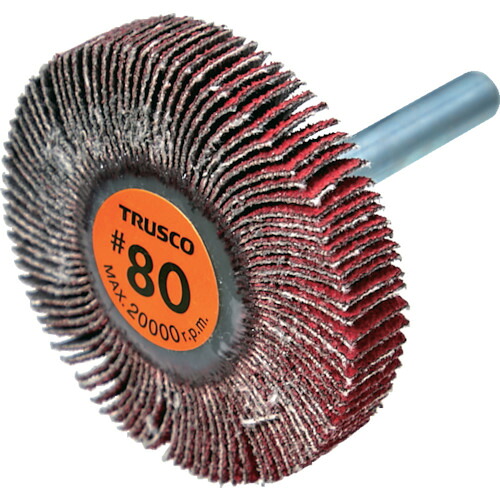 トラスコ中山（TRUSCO）　TRUSCO　セラミックフラップホイール　軸径６ｍｍ　＃８０　外径５０×幅１０×軸長４０　（５個入）　【品番：TCF5010-CE-80】