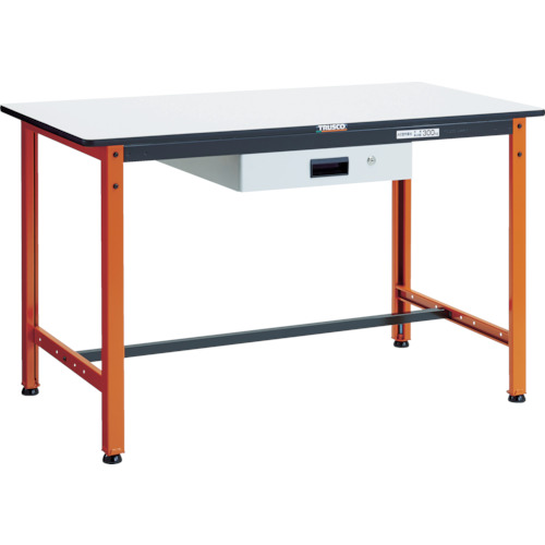 トラスコ中山（TRUSCO）　TRUSCO　軽荷重作業台（３００ｋｇ）ＴＦＡＥＬ型　薄型１段引出付　１２００Ｘ６００ＸＨ７４０　オレンジ色　【品番：TFAEL-1260UDK1】