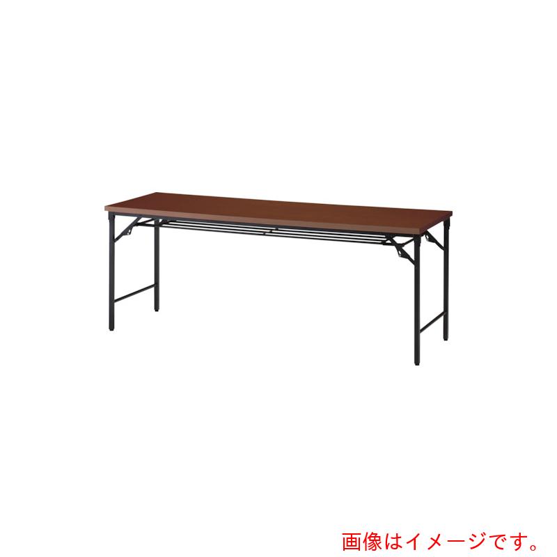 トラスコ中山（TRUSCO）　TRUSCO　折りたたみ会議テーブル　１５００Ｘ４５０ＸＨ７００　棚板付　ウォールナット　【品番：TSTT-1545-WN】｜住設プロ　店