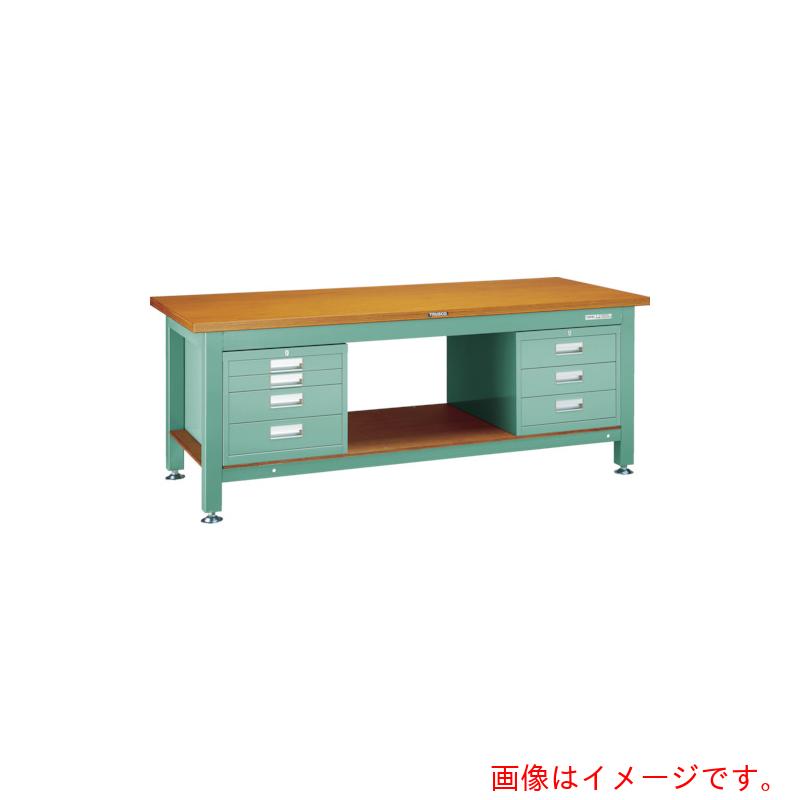 【別途送料あり】トラスコ中山(TRUSCO) TRUSCO 重荷重作業台(3000kg)TW型 1200X750XH740 3段・4段引出付 グリーン色 【品番:TW-1200D3D4】