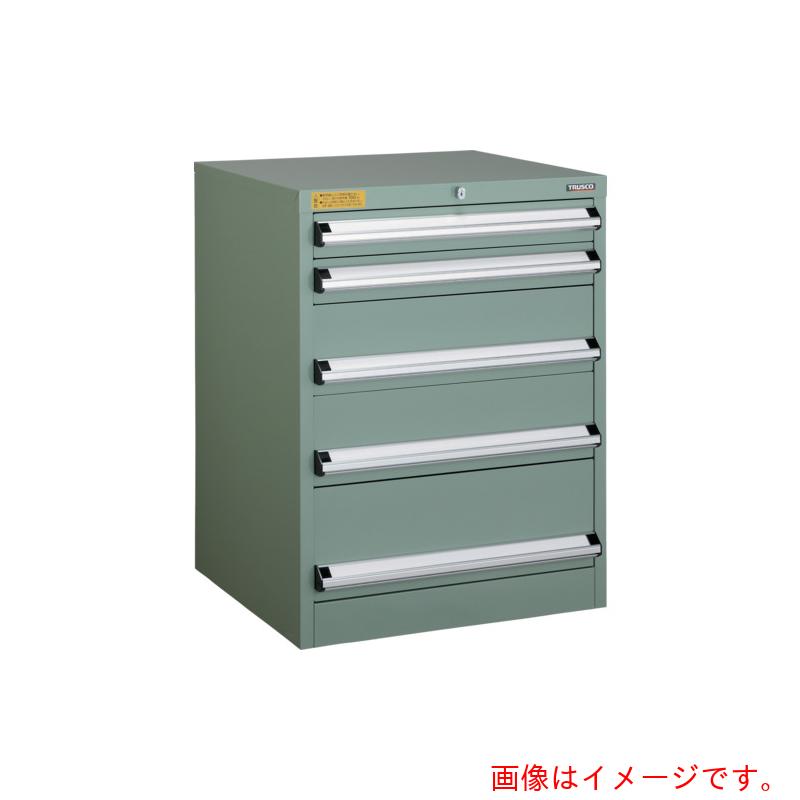 【別途送料あり】トラスコ中山（TRUSCO）　TRUSCO　ＶＥ７Ｓ型中量キャビネット　７００×５５０×Ｈ８００　引出５段　【品番：VE7S-807】