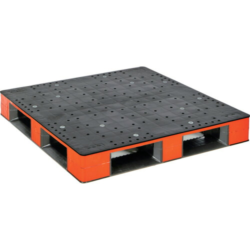 【別途送料あり】トラスコ中山（TRUSCO）　差込口が見やすいパレット　１１００ｘ１１００ｘ１５０（片面四方差し　サイドカラーオレンジ）　【品番：THB-D4-1111SC-BKOR】 11,314円