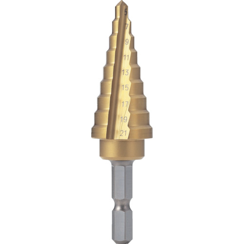 トラスコ中山（TRUSCO）　六角軸電気設備用ステップドリル 2枚刃チタンコーティング 21mm　【品番：NMS-21EG-H】