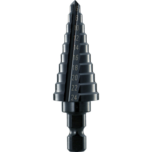 トラスコ中山（TRUSCO）　ステップドリル 2枚刃黒染め表面処理 6～24mm 段数10　【品番：NMS-24】