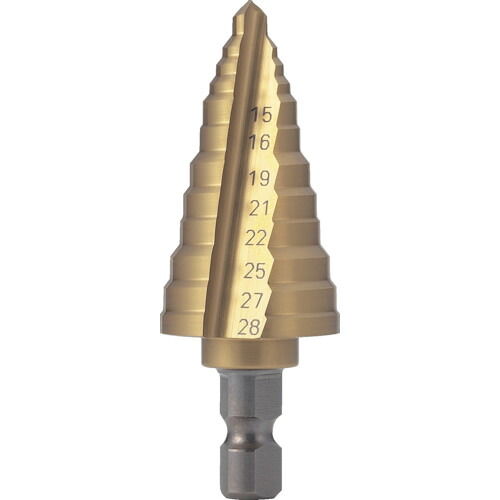 トラスコ中山（TRUSCO）　電気設備用ステップドリル 2枚刃チタンコーティング 15～28mm　【品番：NMS-28EG】