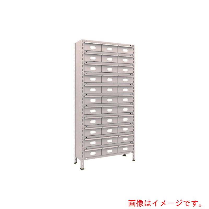 【別途送料あり】トラスコ中山（TRUSCO）　TRUSCO　スチールラック　軽量棚　８７５Ｘ３００Ｘ１８００　スチール引出　大Ｘ３３　ネオグレー　【品番：63V-812B11】