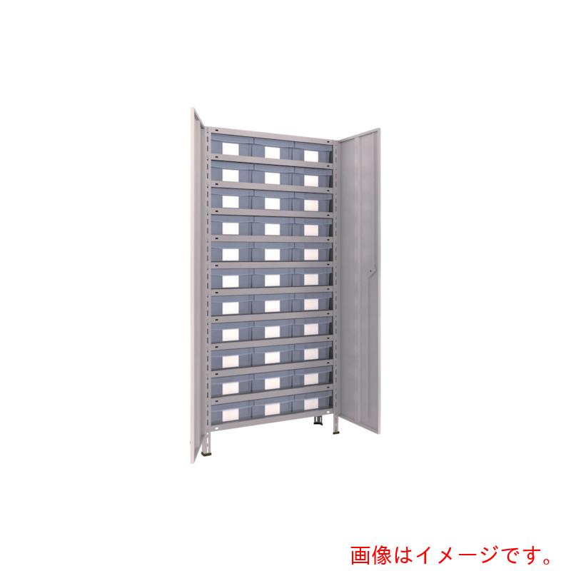 【別途送料あり】トラスコ中山（TRUSCO）　TRUSCO　スチールラック　軽量棚扉付　８７５Ｘ３００Ｘ１８００樹脂引出透明大Ｘ３３　ネオグレー　【品番：63V-T812D11】