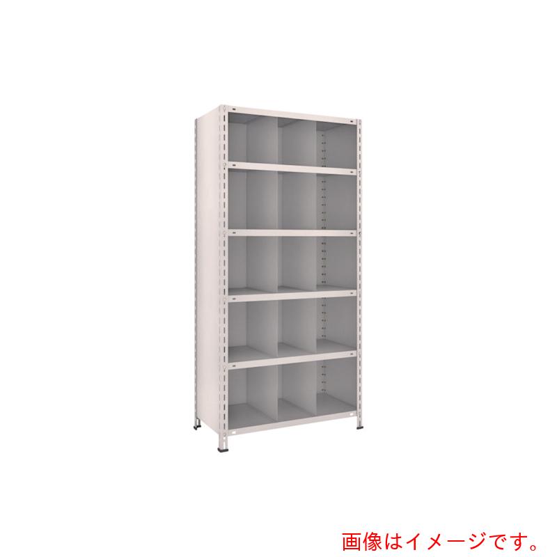 【別途送料あり】トラスコ中山（TRUSCO）　TRUSCO　スチール製軽量ボルト式棚　縦仕切付　Ｗ８７５×Ｄ４５０×Ｈ１８００　３列５段　ネオグレー　【品番：63X-36】