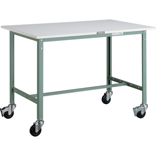 【別途送料あり】トラスコ中山(TRUSCO) TRUSCO 軽荷重作業台(150kg)AE型 1200X750XH846 φ100キャスター付 グリーン色 【品番:AE-1200C100】|住設プロ 店
