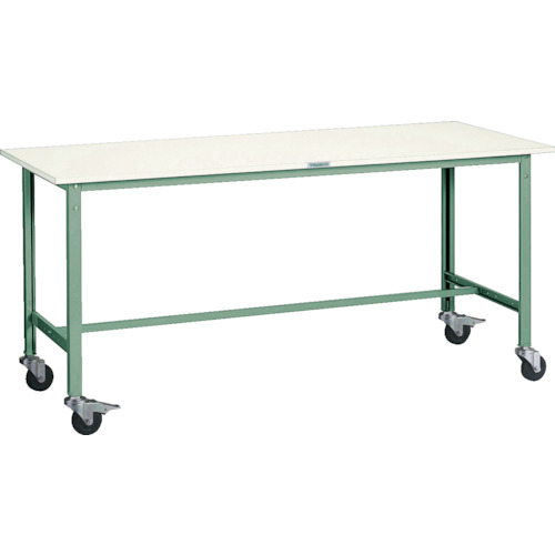 【別途送料あり】トラスコ中山（TRUSCO）　TRUSCO　軽荷重作業台（１５０ｋｇ）ＡＥ型　１８００Ｘ７５０ＸＨ８４６　φ１００キャスター付　グリーン色　【品番：AE-1800C100】