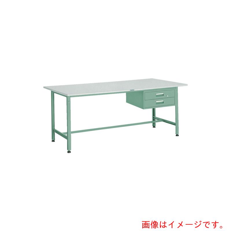 【別途送料あり】トラスコ中山（TRUSCO）　TRUSCO　軽荷重作業台（３００ｋｇ）ＡＥ型　１８００Ｘ７５０ＸＨ７４０　２段引出付　グリーン色　【品番：AE-1800F2】