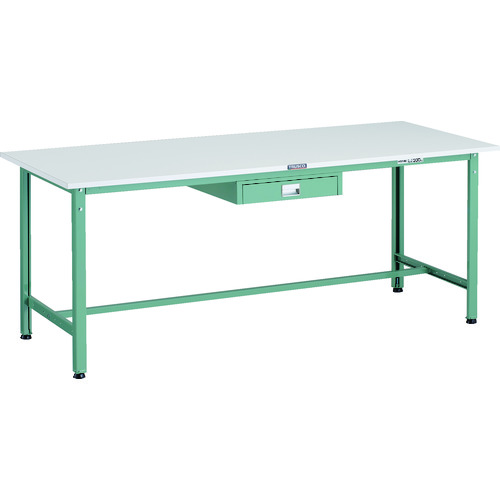 【別途送料あり】トラスコ中山（TRUSCO）　TRUSCO　軽荷重作業台（３００ｋｇ）ＡＥ型　１８００Ｘ７５０ＸＨ７４０　薄型１段引出し付　グリーン色　【品番：AE-1800UDC1】
