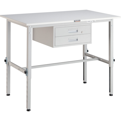 【別途送料あり】トラスコ中山（TRUSCO）　TRUSCO　軽荷重作業台高さ調節式（１５０ｋｇ）ＡＥＭ型　９００Ｘ６００ＸＨ６５０～９５０　２段引出付　ホワイト色　【品番：AEM-0960F2 W】