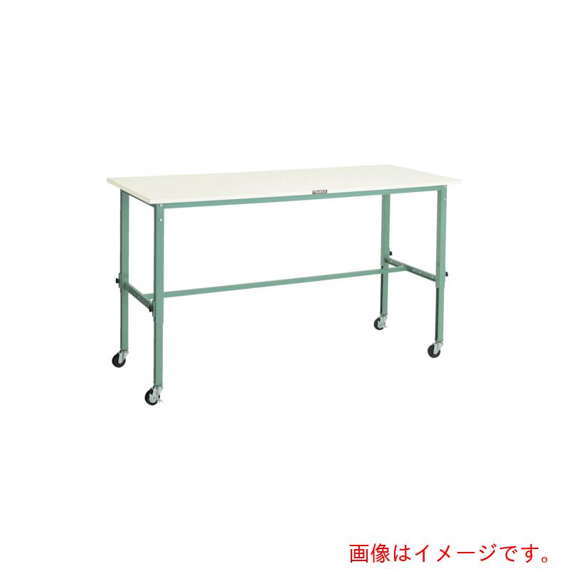 【別途貨物輸送あり】トラスコ中山（TRUSCO） TRUSCO 軽掛け目御役目台高さ自然調整式（８０ｋｇ）ＡＥＭ型 １５００Ｘ７５０ＸＨ７１９～１０１９ φ７５キャスター付 緑であること色 【品番：AEM-1500C75】