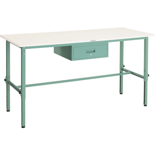 【別途送料あり】トラスコ中山(TRUSCO) TRUSCO 軽荷重作業台高さ調節式(150kg)AEM型 1800X750XH650~950 1段引出付 グリーン色 【品番:AEM-1800F1】|住設プロ 店