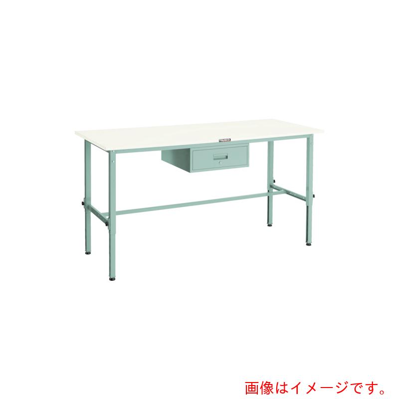 【別途送料あり】トラスコ中山（TRUSCO）　TRUSCO　軽荷重作業台高さ調節式（１５０ｋｇ）ＡＥＭ型　１８００Ｘ９００ＸＨ６５０～９５０　１段引出付　ホワイト色　【品番：AEM-1809F1 W】