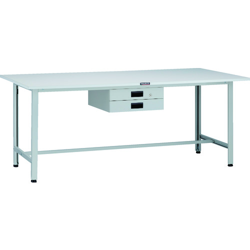 【別途送料あり】トラスコ中山（TRUSCO）　TRUSCO　軽荷重作業台（２００ｋｇ）ＡＯ型　１８００Ｘ９００ＸＨ７４０　薄型２段引出付　ホワイト色　【品番：AO-1890UDK2】