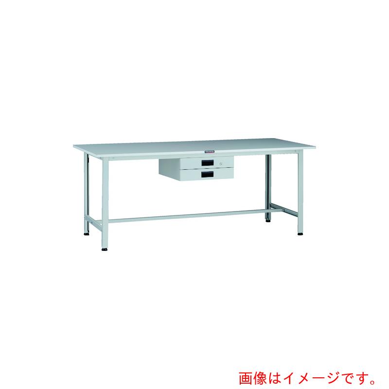 【別途送料あり】トラスコ中山（TRUSCO）　TRUSCO　軽荷重作業台（２００ｋｇ）ＡＯ型　１８００Ｘ６００ＸＨ７４０　薄型２段引出付　ホワイト色　【品番：AOR-1860UDK2】