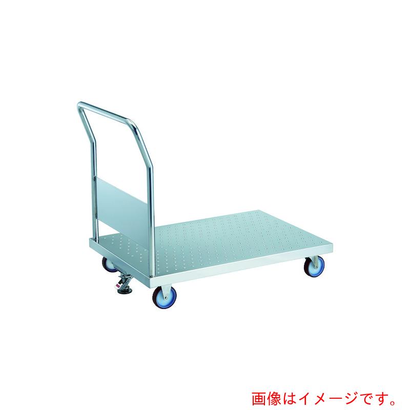 トラスコ中山（TRUSCO）　TRUSCO　オールステンレス製運搬車　オールステンレスエンボス天板台車　（固定ハンドルタイプ・ナイロンウレタン車輪）　８００×４５０×８５０　ストッパー付　【品番：AS-EM3-100NU-S】
