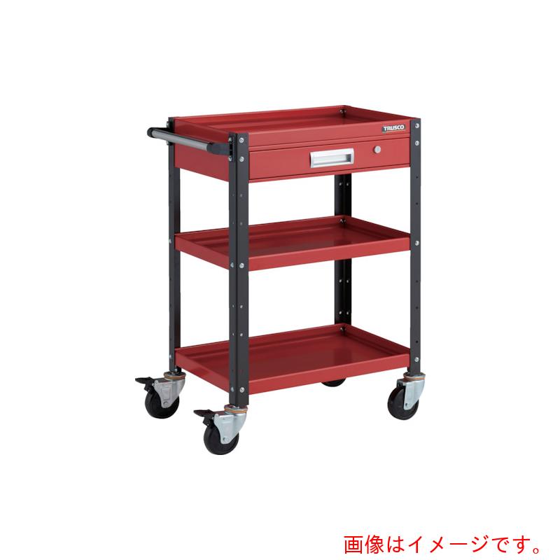 トラスコ中山（TRUSCO）　TRUSCO　ツールワゴン　バーディワゴン　６００Ｘ４００　引出付　レッド／ブラック　【品番：BDW-963V-RBK】