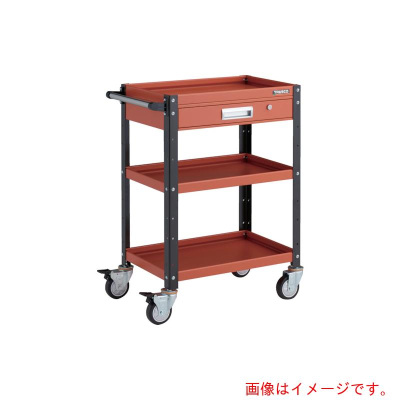 トラスコ中山(TRUSCO) TRUSCO ツールワゴン バーディワゴン 600X400 引出付 ウレタン車輪 オレンジ/ブラック 【品番:BDW-963VU-ORBK】|住設プロ 店
