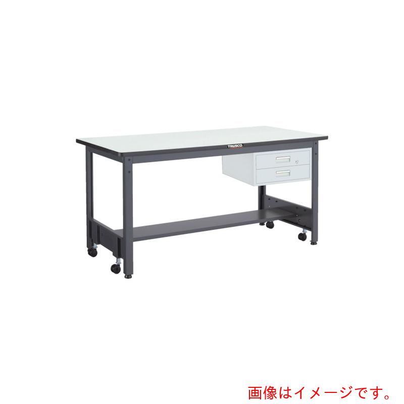【別途送料あり】トラスコ中山（TRUSCO）　TRUSCO　中荷重作業台（５００ｋｇ）ＣＦＷ型　１８００Ｘ９００ＸＨ７４０　２段引出付　ダークグレー色　【品番：CFWP-1890F2】 66,780円