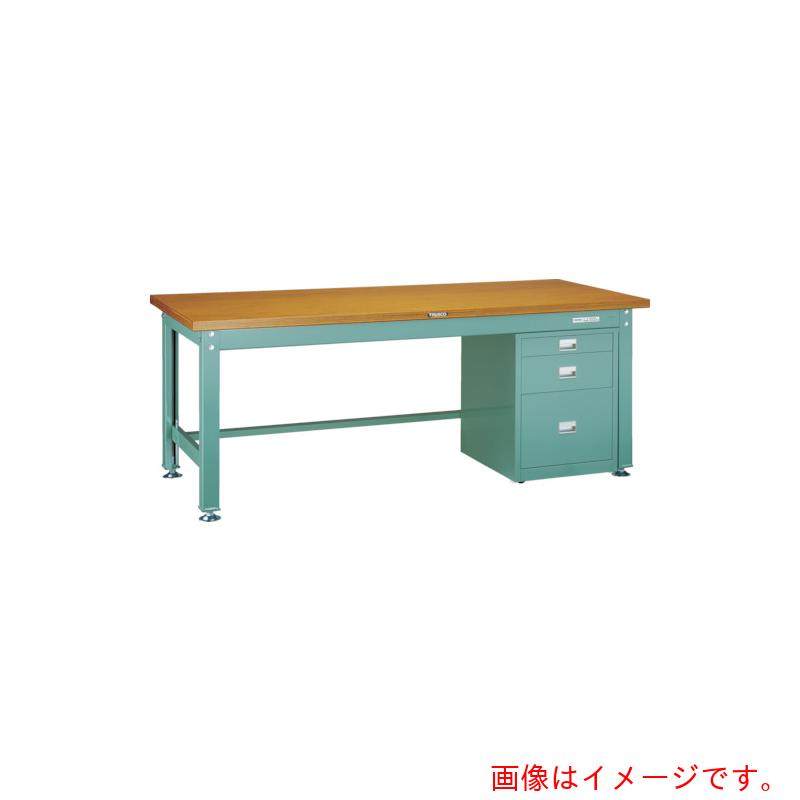 【別途送料あり】トラスコ中山（TRUSCO）　TRUSCO　中荷重作業台（２０００ｋｇ）ＤＷ型　１５００Ｘ７５０ＸＨ７４０　３段ワゴン付　グリーン色　【品番：DW-1500UDC111】